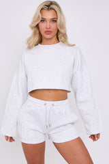 Seam Detail Oversized Crop Top & Shorts Fleece Co-ord