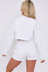 Seam Detail Oversized Crop Top & Shorts Fleece Co-ord
