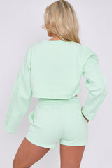 Seam Detail Oversized Crop Top & Shorts Fleece Co-ord