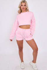 Seam Detail Oversized Crop Top & Shorts Fleece Co-ord