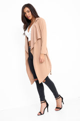 Belted Waterfall Collar Coat