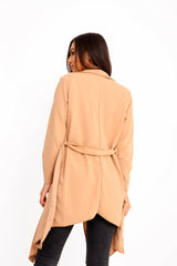 Belted Waterfall Collar Coat
