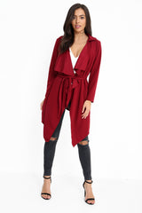Belted Waterfall Collar Coat