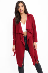 Belted Waterfall Collar Coat