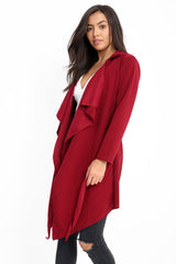 Belted Waterfall Collar Coat