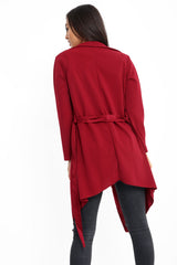 Belted Waterfall Collar Coat