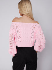 Off Shoulder Cropped Knitted Jumper