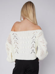 Off Shoulder Cropped Knitted Jumper