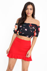 Floral Print Bardot Crop Top