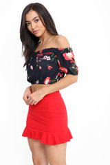 Floral Print Bardot Crop Top