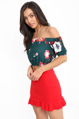 Floral Print Bardot Crop Top