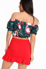 Floral Print Bardot Crop Top