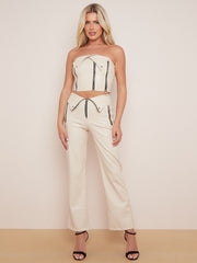 Faux Leder mit Breitenbeinhose mit Reißverschlussdetail