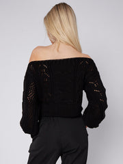 Off Shoulder Cropped Knitted Jumper