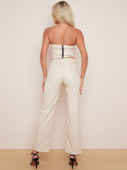 Faux Leder mit Breitenbeinhose mit Reißverschlussdetail