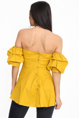 Puff Sleeves Bandeau Bardot Top