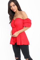 Puff Sleeves Bandeau Bardot Top
