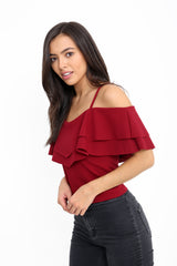 Double Frill Cami Bardot Top