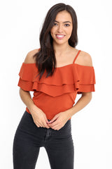 Double Frill Cami Bardot Top