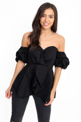 Puff Sleeves Bandeau Bardot Top