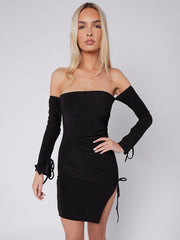 Side Ruched Off The Shoulder Dress