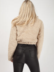 Zip Front Cropped Teddy Jumper
