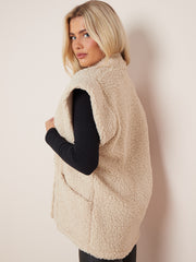 Cap Sleeves Open Front Borg Jacket