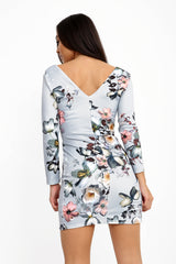 Bloemenprint wrap over geplooide jurk