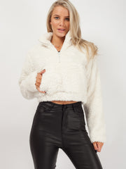 Zip Front Cropped Teddy Jumper