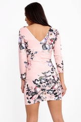 Bloemenprint wrap over geplooide jurk