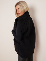 Cap Sleeves Open Front Borg Jacket