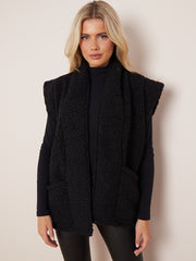 Cap Sleeves Open Front Borg Jacket