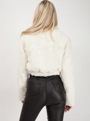 Zip Front Cropped Teddy Jumper