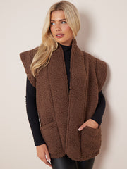 Cap Sleeves Open Front Borg Jacket