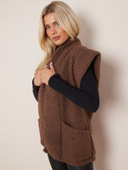 Cap Sleeves Open Front Borg Jacket