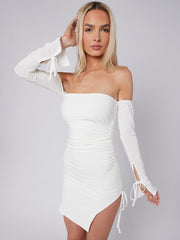 Side Ruched Off The Shoulder Dress
