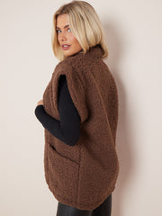 Cap Sleeves Open Front Borg Jacket