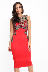 Metallic gehaakte trim MIDI -jurk