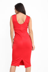 Metallic gehaakte trim MIDI -jurk