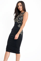 Metallic gehaakte trim MIDI -jurk