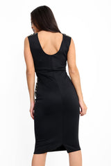 Metallic gehaakte trim MIDI -jurk