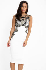 Metallic gehaakte trim MIDI -jurk