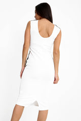 Metallic gehaakte trim MIDI -jurk