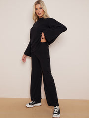 Oversized Soft Ribbed Top & Trouser Lounge Set