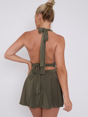 Slinky Halter Neck Frill Mini Dress