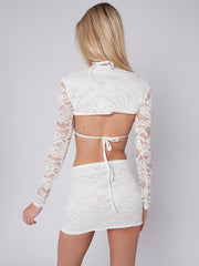 Spitzendetail 3-Stück-Ernte-Tops & Rock-Co-ordte