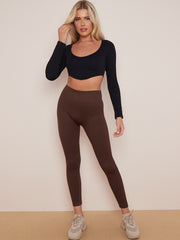 High Waist Stretchy Ribbed Leggings