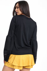 Lace Trim Funnel Sleeves Top