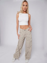 High Waist Wide Leg Cargo Jeans