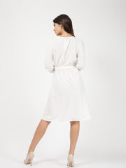 Button Detail Wrap Front Midi Dress